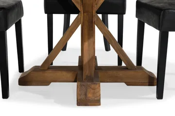 Lyon Matgrupp Rund med 4 st Tuva Fåtölj Konstläder - Trä/Svart PU - Products - Möbler - Bord & matgrupp - Matgrupp