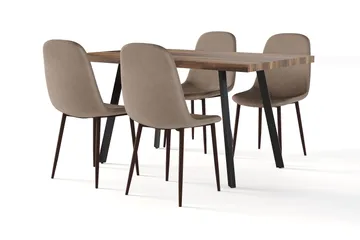 Marcelen Matbord Förlängningsbart med illäggsskiva +  4 st Nibe stol brun med valnöt ben - Brun - Products - Möbler - Bord & matgrupp - Matgrupp