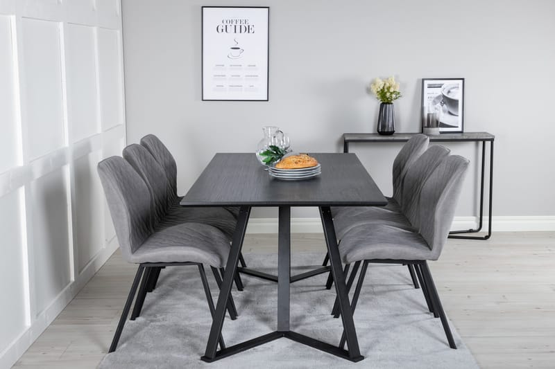 Marina Matgrupp 180 cm Rektangulär med 6 Gemma stolar - Svart - Products - Möbler - Bord & matgrupp - Matgrupp