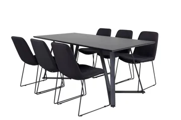 Marina Matgrupp 180 cm Rektangulär med 6 Muce stolar - Svart - Products - Möbler - Bord & matgrupp - Matgrupp