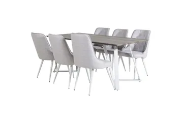 Marina Matgrupp 180 cm Rektangulär med 6 Velvet Deluxe stolar - Ljusgrå - Products - Möbler - Bord & matgrupp - Matgrupp