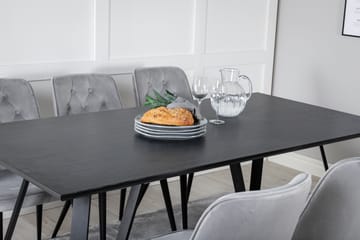Marina Matgrupp 180 cm Rektangulär med 6 Velvet Deluxe stolar - Svart - Products - Möbler - Bord & matgrupp - Matgrupp
