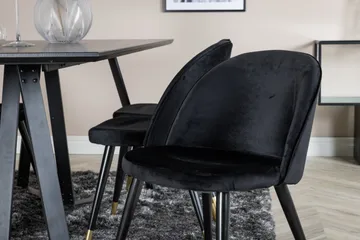 Marina Matgrupp 180 cm Rektangulär med 6 Velvet stolar - Svart/Guld - Products - Möbler - Bord & matgrupp - Matgrupp