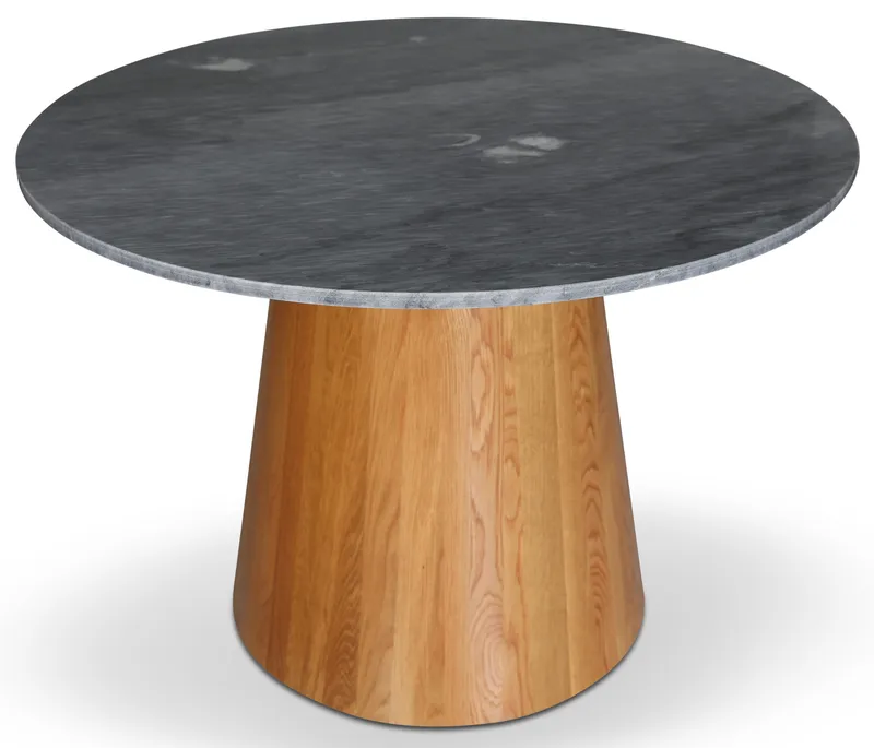 Matbord oljad ek / Grå marmor Ø106 cm, Oljad Ek/Grå Marmor