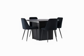 Matilda Matgrupp 130 cm Rund med 4 Night Stolar - Svart - Products - Möbler - Bord & matgrupp - Matgrupp