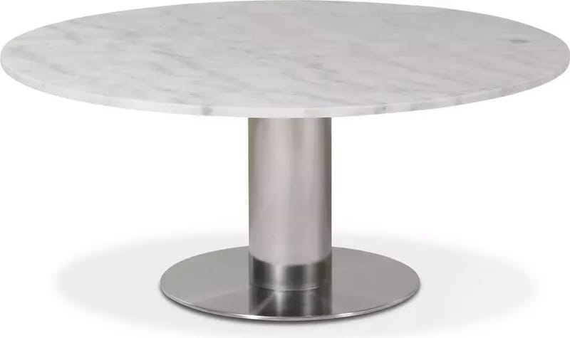 Next runt soffbord i marmor D105 cm - Borstad stål / Marmor (Vit), Borstat stål/marmor vit