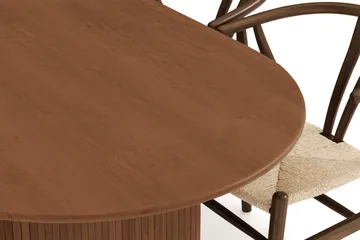 Noira Matgrupp 220 cm Massiv Valnöt med 6 Dastoori Matstolar - Ribbad / Natur / Mörkbrun / Brunt Trä - Products - Möbler - Bord & matgrupp - Matgrupp