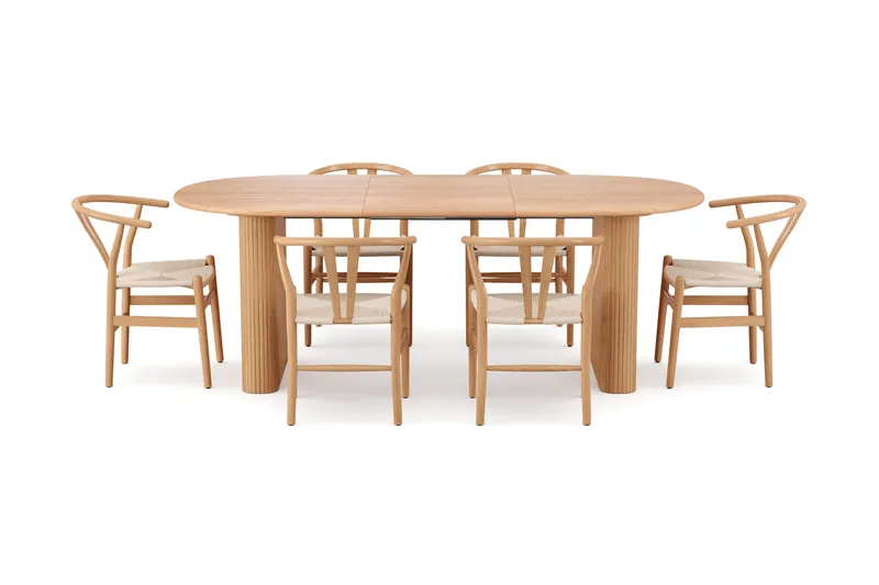 Noira Matgrupp förlängningsbart 160-220 cm Ek med 6 Dastoori Matstolar - Ek - Products - Möbler - Bord & matgrupp - Matgrupp