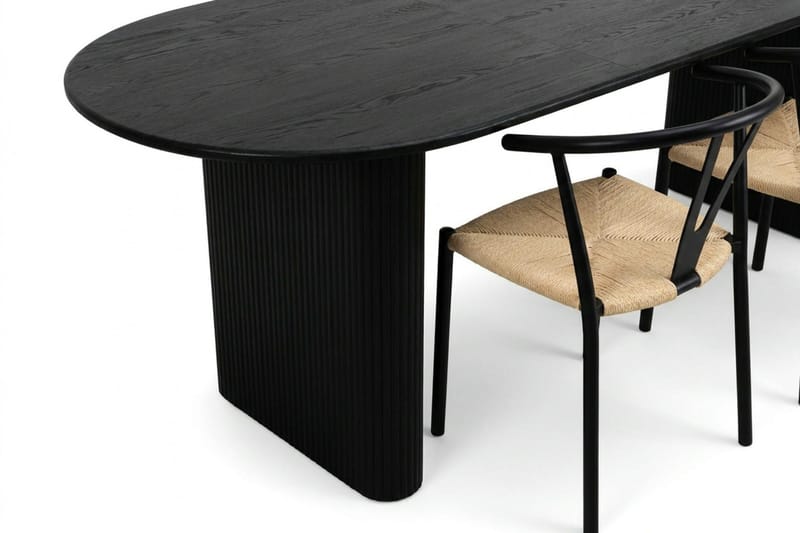 Noira Matgrupp förlängningsbart 220-320 cm Svart med 6 Elysia Matstolar - Products - Möbler - Bord & matgrupp - Matgrupp