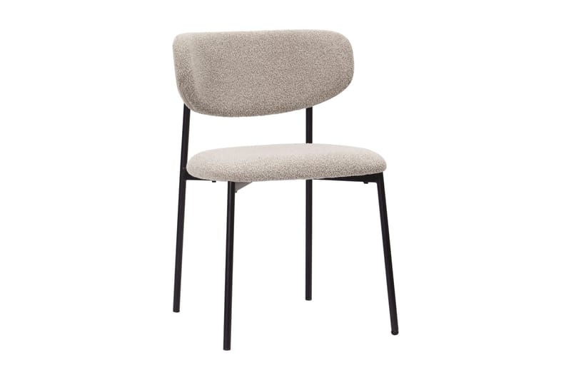 Noira Runt Litet Matbord Massiv Valnöt 120 cm med 4 Lucy Matstolar - Brun / Greige Bouclé / Metallben Svart - Products - Möbler - Bord & matgrupp - Matgrupp