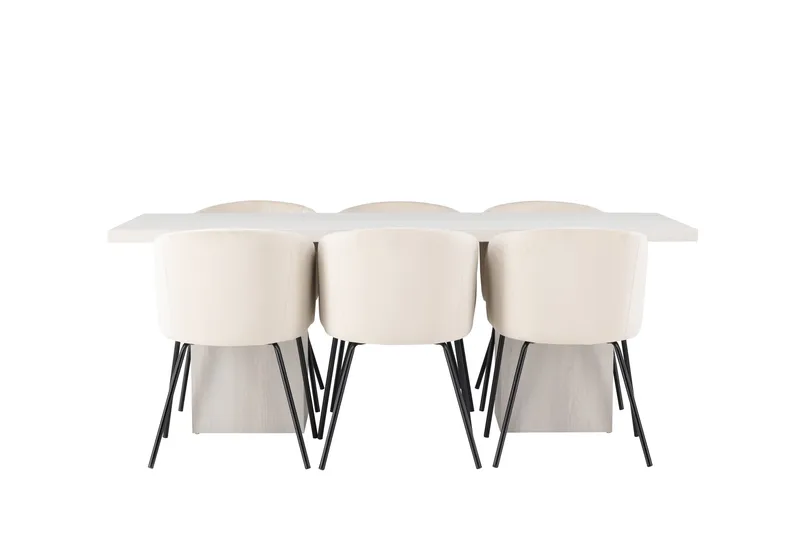 Olga Matgrupp 200 cm Rektangulär med 6 Berit Stolar, Beige