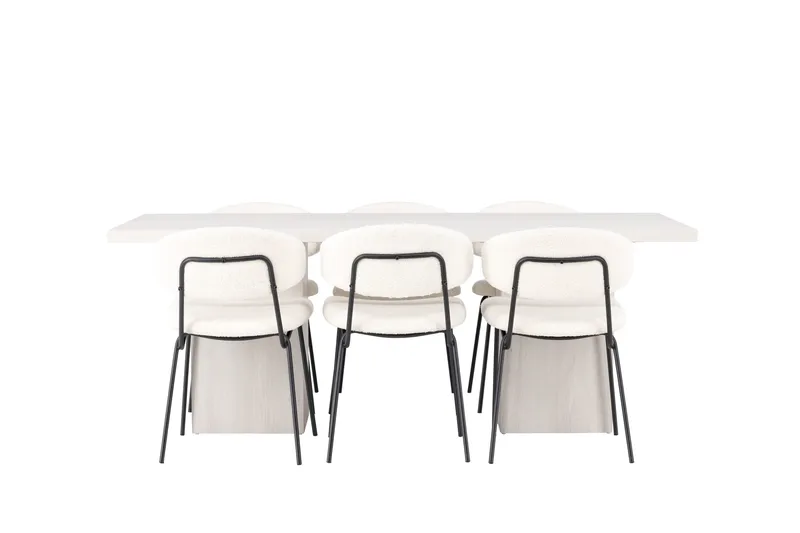 Olga Matgrupp 200 cm Rektangulär med 6 Chico Stolar, Vit