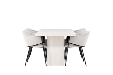 Olga Matgrupp 200 cm Rektangulär med 6 Evelina Stolar - Vit - Products - Möbler - Bord & matgrupp - Matgrupp