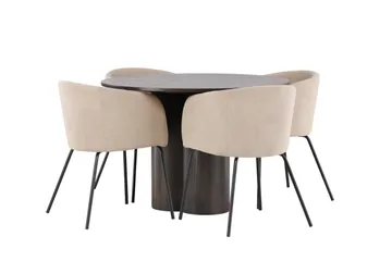 Olivia Matgrupp 110 cm Rund med 4 Berit stolar - Beige - Products - Möbler - Bord & matgrupp - Matgrupp