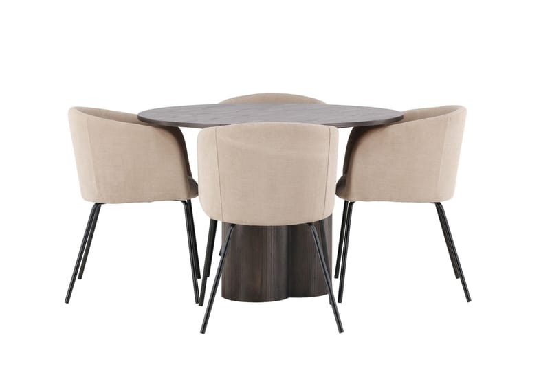 Olivia Matgrupp 110 cm Rund med 4 Berit stolar - Beige - Products - Möbler - Bord & matgrupp - Matgrupp