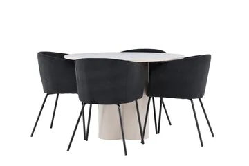 Olivia Matgrupp 110 cm Rund med 4 Berit stolar - Beige/Svart - Products - Möbler - Bord & matgrupp - Matgrupp