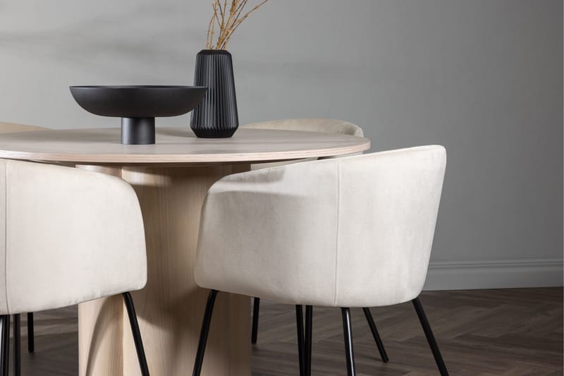 Olivia Matgrupp 110 cm Rund med 4 Berit stolar - Whitewash - Products - Möbler - Bord & matgrupp - Matgrupp