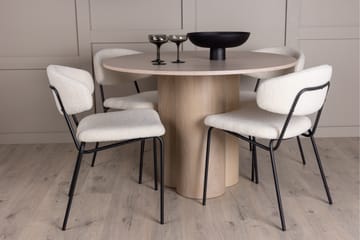 Olivia Matgrupp 110 cm Rund med 4 Chico Stolar - Whitewash - Products - Möbler - Bord & matgrupp - Matgrupp