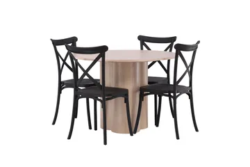 Olivia Matgrupp 110 cm Rund med 4 Crosett stolar - Whitewash - Products - Möbler - Bord & matgrupp - Matgrupp