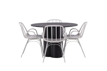 Olivia Matgrupp 110 cm Rund med 4 Dyrön Stolar - Svart - Products - Möbler - Bord & matgrupp - Matgrupp