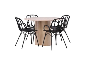 Olivia Matgrupp 110 cm Rund med 4 Dyrön stolar - Whitewash - Products - Möbler - Bord & matgrupp - Matgrupp