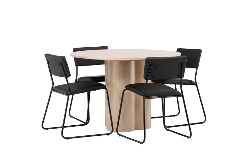 Olivia Matgrupp 110 cm Rund med 4 Kenth Stolar - Svart - Products - Möbler - Bord & matgrupp - Matgrupp