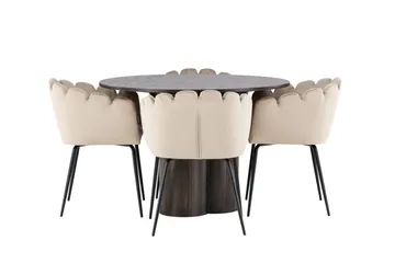 Olivia Matgrupp 110 cm Rund med 4 Limhamn stolar - Beige - Products - Möbler - Bord & matgrupp - Matgrupp