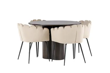 Olivia Matgrupp 110 cm Rund med 4 Limhamn stolar - Beige - Products - Möbler - Bord & matgrupp - Matgrupp