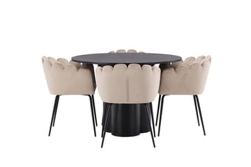 Olivia Matgrupp 110 cm Rund med 4 Limhamn Stolar - Beige - Products - Möbler - Bord & matgrupp - Matgrupp