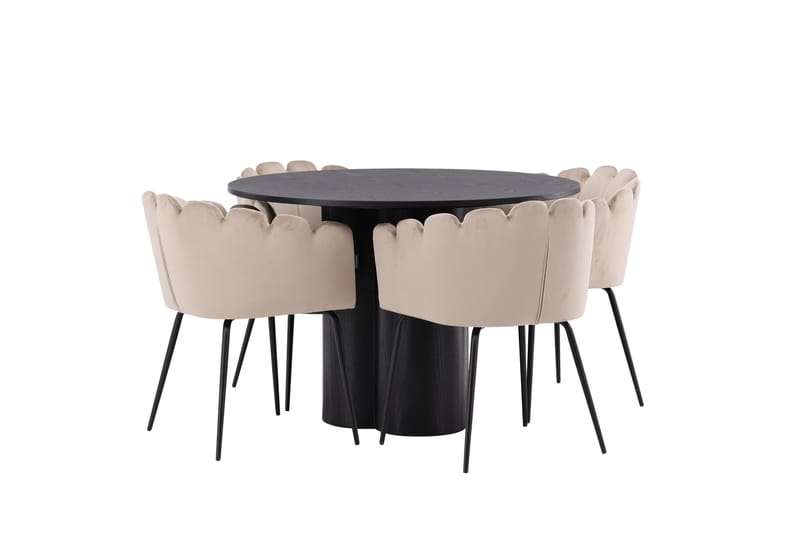 Olivia Matgrupp 110 cm Rund med 4 Limhamn Stolar - Beige - Products - Möbler - Bord & matgrupp - Matgrupp