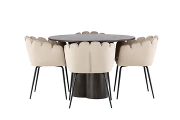 Olivia Matgrupp 110 cm Rund med 4 Limhamn stolar - Beige - Products - Möbler - Bord & matgrupp - Matgrupp