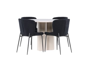 Olivia Matgrupp 110 cm Rund med 4 Modesto stolar - Beige/Svart - Products - Möbler - Bord & matgrupp - Matgrupp