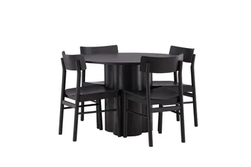 Olivia Matgrupp 110 cm Rund med 4 Montros Stolar - Svart - Products - Möbler - Bord & matgrupp - Matgrupp