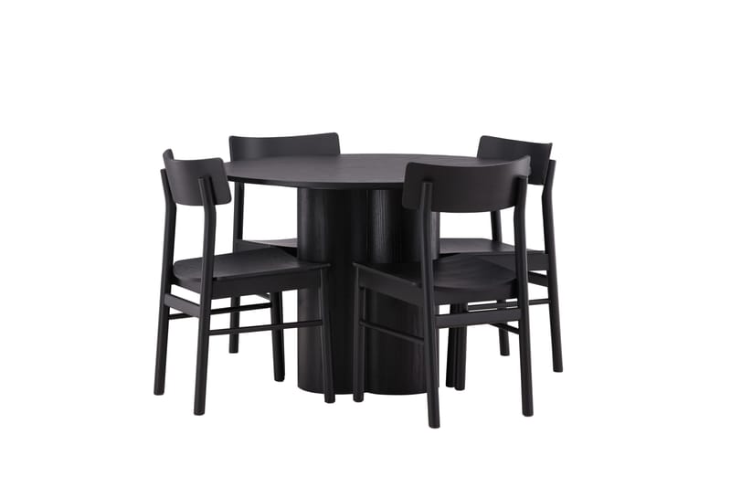 Olivia Matgrupp 110 cm Rund med 4 Montros Stolar - Svart - Products - Möbler - Bord & matgrupp - Matgrupp