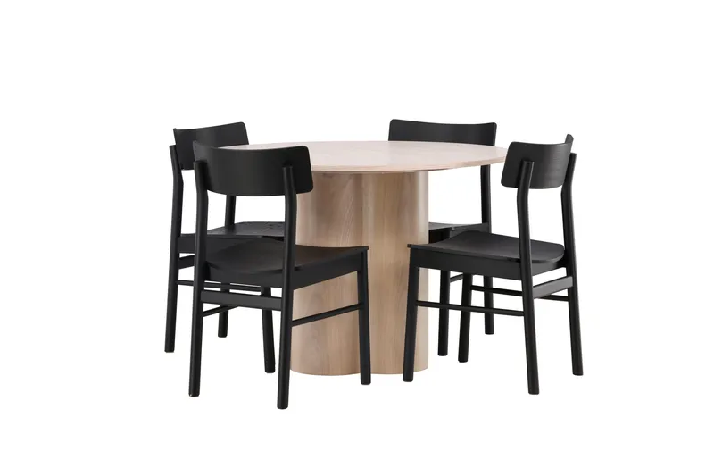 Olivia Matgrupp 110 cm Rund med 4 Montros stolar - Whitewash - Products - Möbler - Bord & matgrupp - Matgrupp