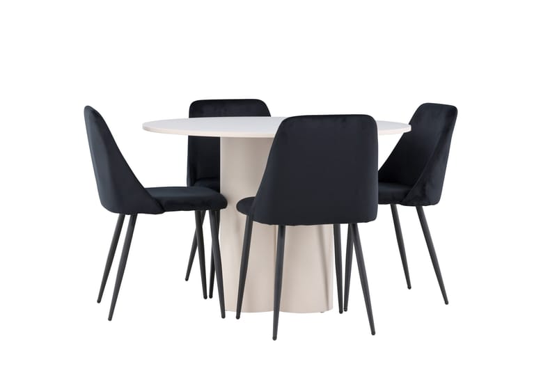 Olivia Matgrupp 110 cm Rund med 4 Night stolar - Beige/Svart - Products - Möbler - Bord & matgrupp - Matgrupp