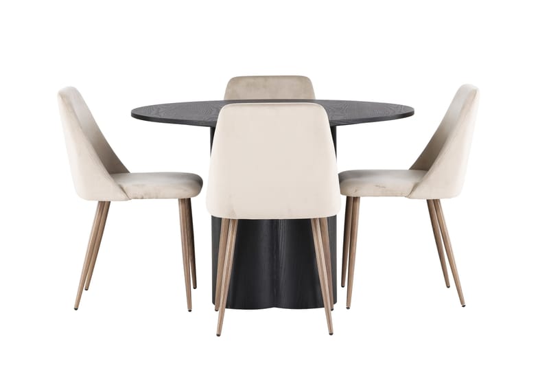 Olivia Matgrupp 110 cm Rund med 4 Night Stolar, Svart