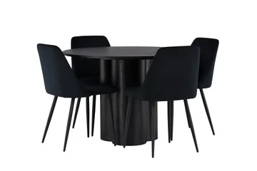 Olivia Matgrupp 110 cm Rund med 4 Night Stolar - Svart - Products - Möbler - Bord & matgrupp - Matgrupp
