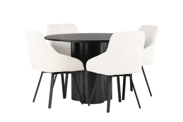 Olivia Matgrupp 110 cm Rund med 4 Rosie Stolar - Svart - Products - Möbler - Bord & matgrupp - Matgrupp