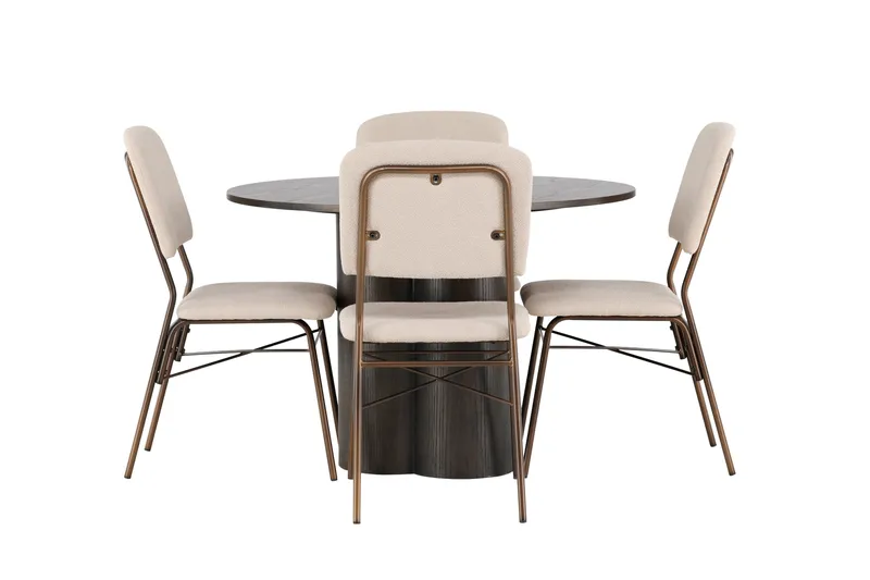 Olivia Matgrupp 110 cm Rund med 4 Seda stolar, Beige
