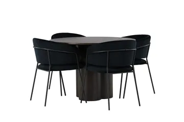 Olivia Matgrupp 110 cm Rund med 4 Selma Stolar - Svart - Products - Möbler - Bord & matgrupp - Matgrupp