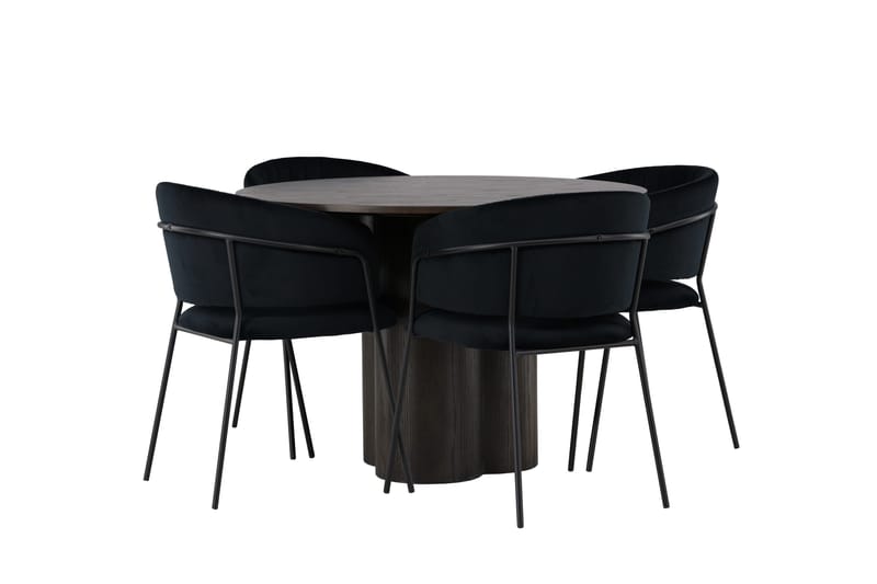 Olivia Matgrupp 110 cm Rund med 4 Selma Stolar - Svart - Products - Möbler - Bord & matgrupp - Matgrupp