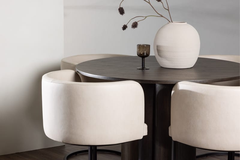 Olivia Matgrupp 110 cm Rund med 4 Simrishamn stolar - Beige - Products - Möbler - Bord & matgrupp - Matgrupp