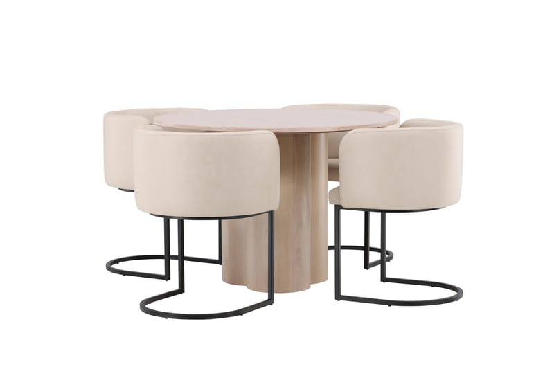 Olivia Matgrupp 110 cm Rund med 4 Simrishamn stolar - Whitewash - Products - Möbler - Bord & matgrupp - Matgrupp
