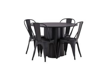 Olivia Matgrupp 110 cm Rund med 4 Tempe Stolar - Svart - Products - Möbler - Bord & matgrupp - Matgrupp