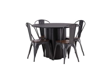 Olivia Matgrupp 110 cm Rund med 4 Tempe Stolar - Svart - Products - Möbler - Bord & matgrupp - Matgrupp