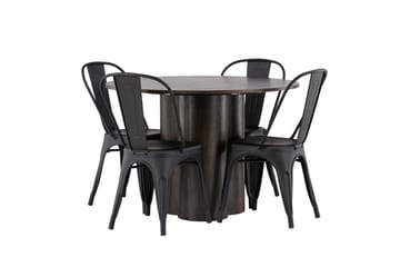 Olivia Matgrupp 110 cm Rund med 4 Tempe Stolar - Svart - Products - Möbler - Bord & matgrupp - Matgrupp
