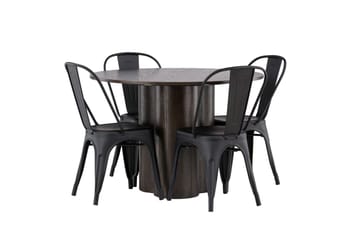Olivia Matgrupp 110 cm Rund med 4 Tempe Stolar - Svart - Products - Möbler - Bord & matgrupp - Matgrupp