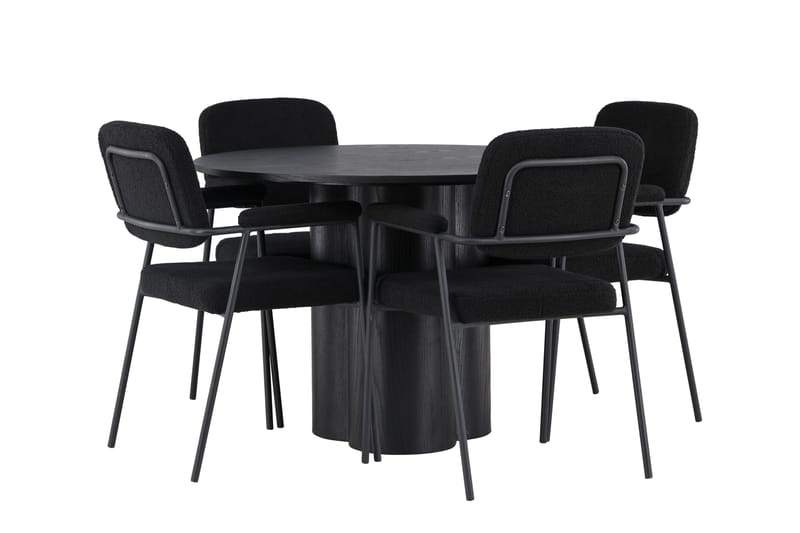 Olivia Matgrupp 110 cm Rund med 4 Yesterday Stolar - Svart - Products - Möbler - Bord & matgrupp - Matgrupp