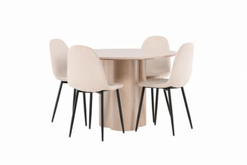 Olivia Matgrupp 110 cm Rund med 4 Polar stolar - Whitewash - Products - Möbler - Bord & matgrupp - Matgrupp